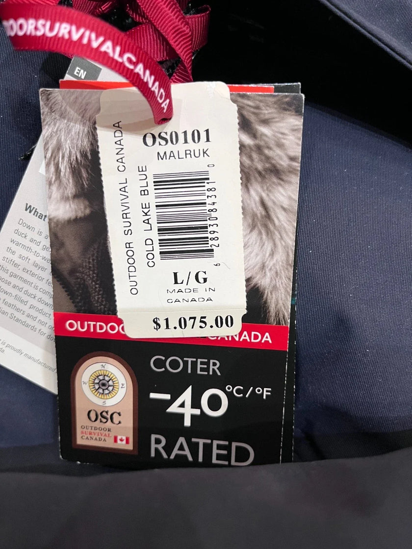 Outdoor Survival Canada OSC Men's Malruk -40 Down Parka - Cold Lake Blue, XL - ON DISPLAY