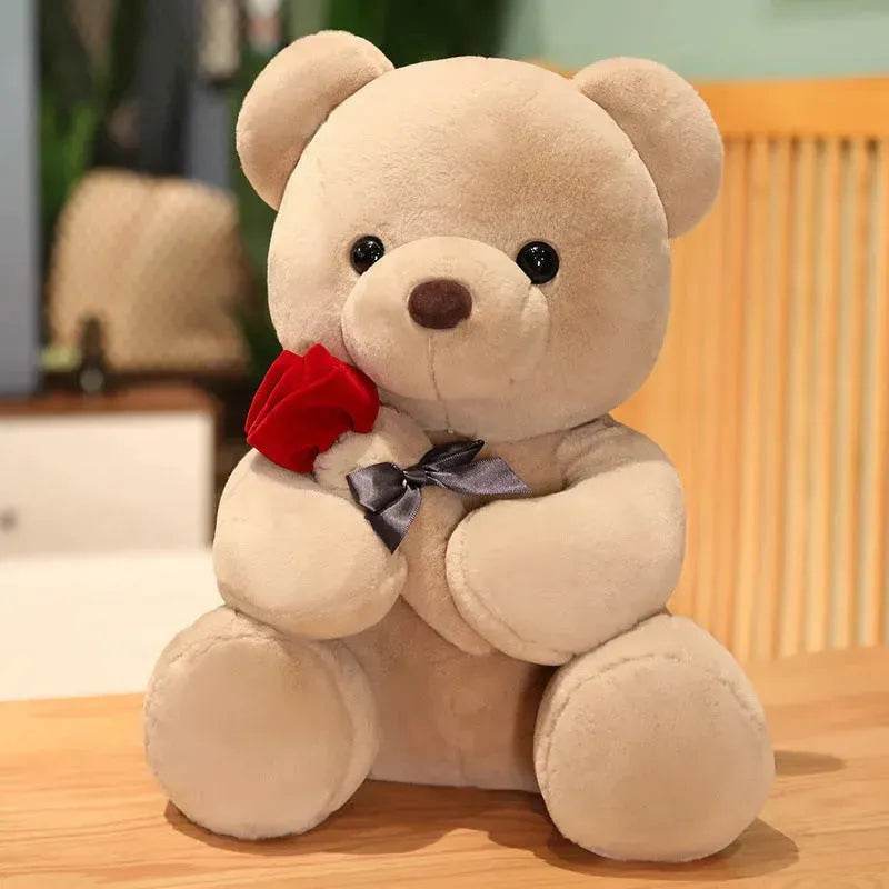 New Lovely Hug Roses Teddy Bear Stuffed Soft Animal Dolls Nice Birthday Gift Girlfriend Valentine's Day