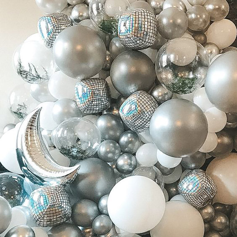 Silver Laser Disco Foil Balloons – Party Decoration Set