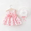 Baby Girl Floral Princess Dress with Matching Hat – Cotton Suspender Sundress for Toddlers