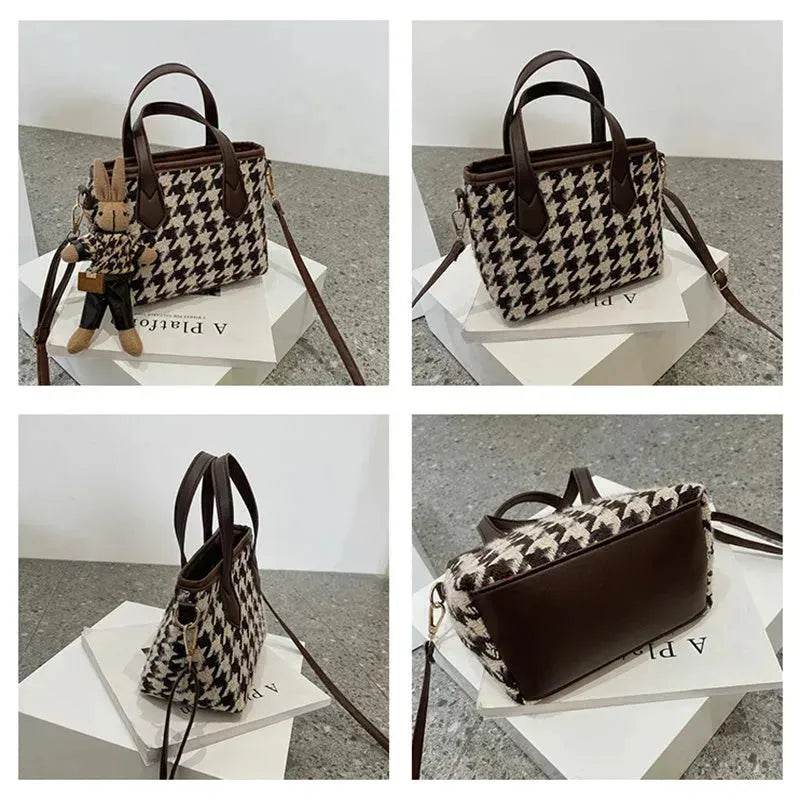 Fashion Houndstooth Shoulder Bags Portable Checkerboard Handbags All-match Messenger Crossbody Bag Women