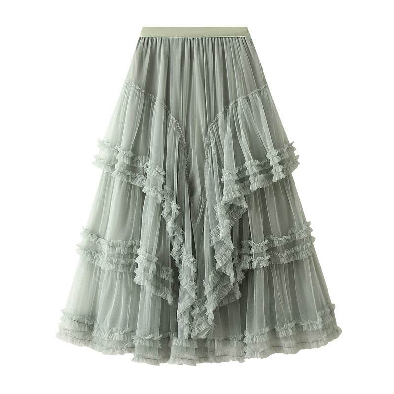 Slimming Multi-layer Gauze Skirt High-grade Midi Tulle Skirt
