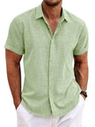 Men's Solid Color Loose Linen Short-sleeved shirt