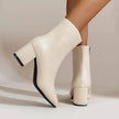 Winter Chunky Heel Pointed Toe Boots With Side Zipper Fashion Mid-calf Boot For Women Shoes