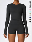 Women's Four Seasons Sports Suit, Women's Long Sleeve Round Neck Sports T-shirt And High Waist Tight Shorts Yoga Suit.
