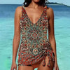 Bikini Beach Print Suspender Swimsuit Suit
