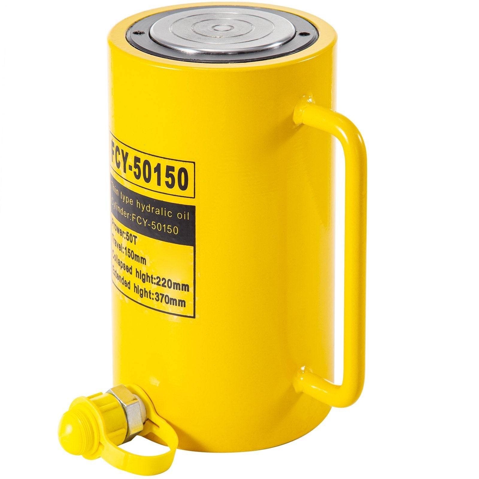 50T 6In Stroke Hydraulic Cylinder Jack Solid Single Acting Hydraulic Ram Cylinder 150mm Hydraulic Lifting Cylinders For Bending, Straightening And Pulling On Trucks, Tractors And Heavy Equipm