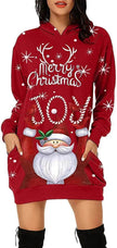 Women's Long-sleeved Christmas Hoodie Sweatshirt Dress Winter