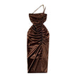 Elegant Women Sleeveless One shoulder Drawstring Satin Dress for Party, Wedding, Cocktail