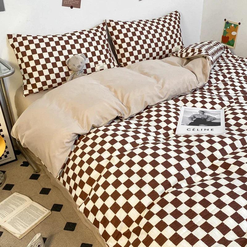 Solid Color Double Stitching Washed Cotton Duvet Cover Bedding