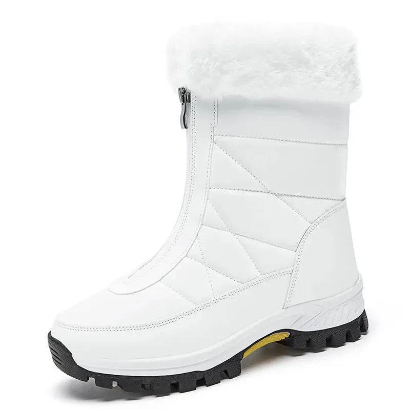 Winter Waterproof Snow Boots Women's Mid-calf Front Zipper