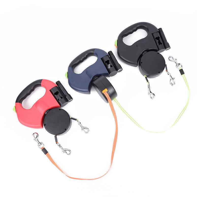 Retractable Dog Leash For Small Dogs Reflective Dual Pet Leash Lead 360 Swivel No Double Dog Walking Leash With Lights Pet Products
