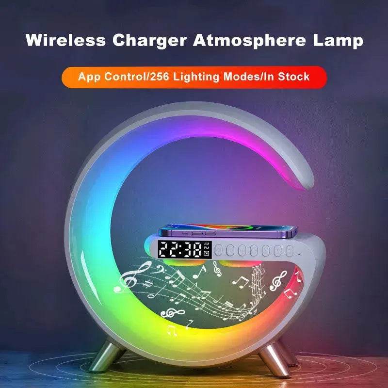 G shaped Wireless Phone Charging Night LED Lamp Bluetooth Speaker