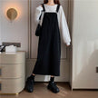 Student Denim Shoulder Strap Spring And Autumn Plus Size Mid-length Sling Black Denim Jumper Dress