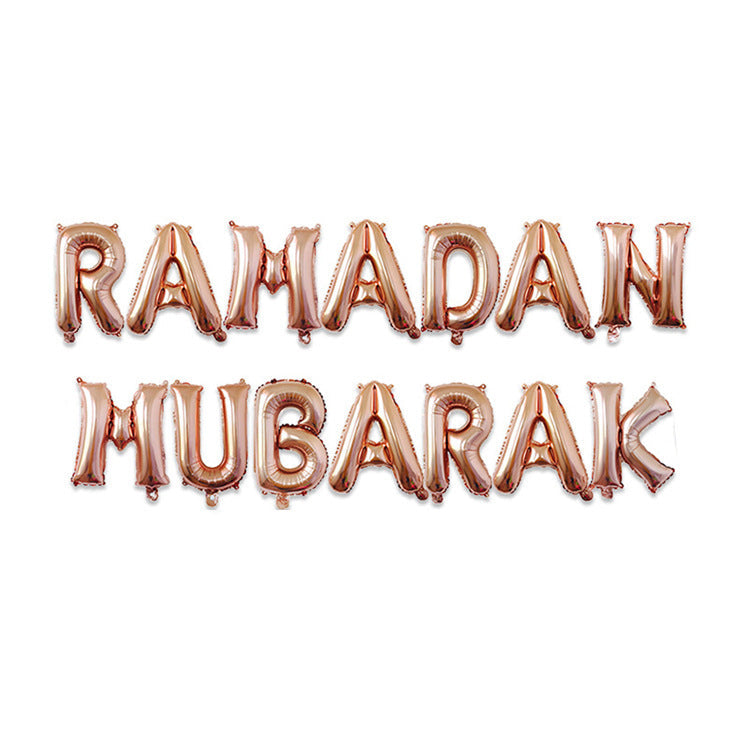 Eid Mubarak Foil Balloon Set – Silver Gold Rose Gold Letter & Crescent Balloons