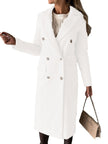 Double Breasted Lapel Coat Winter Fashion Solid Slim Long Jacket Long Sleeve Tops Womens Clothing