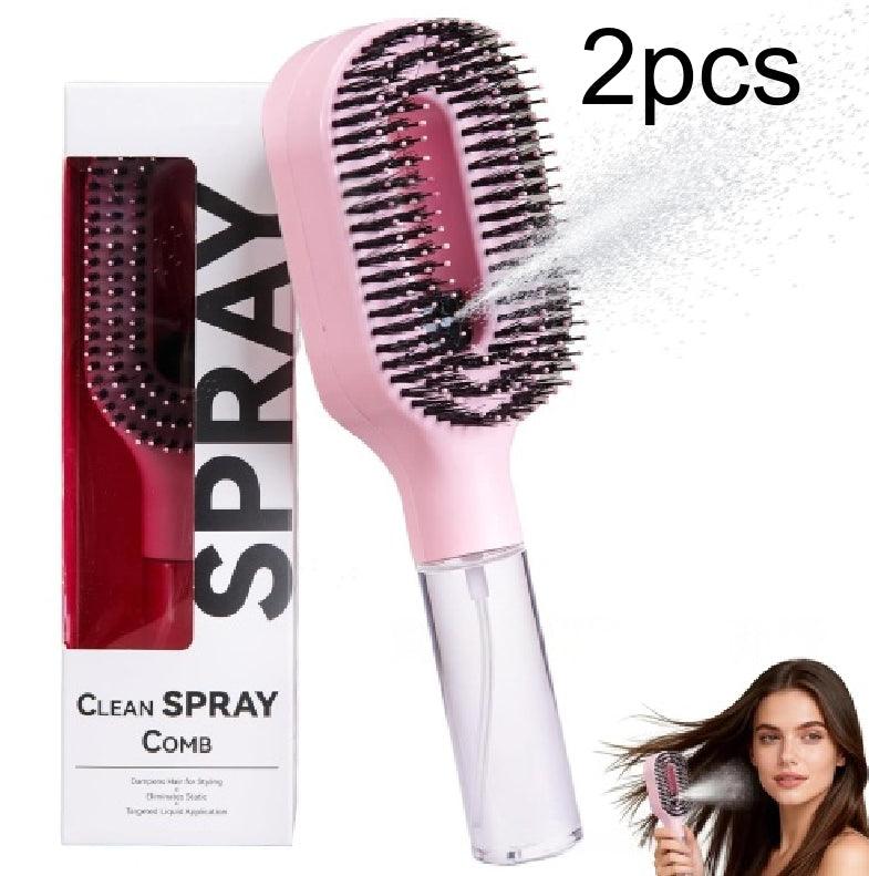 One-Click Spray Hair Brush – Anti-Frizz Detangling Mist Comb for All Hair Types