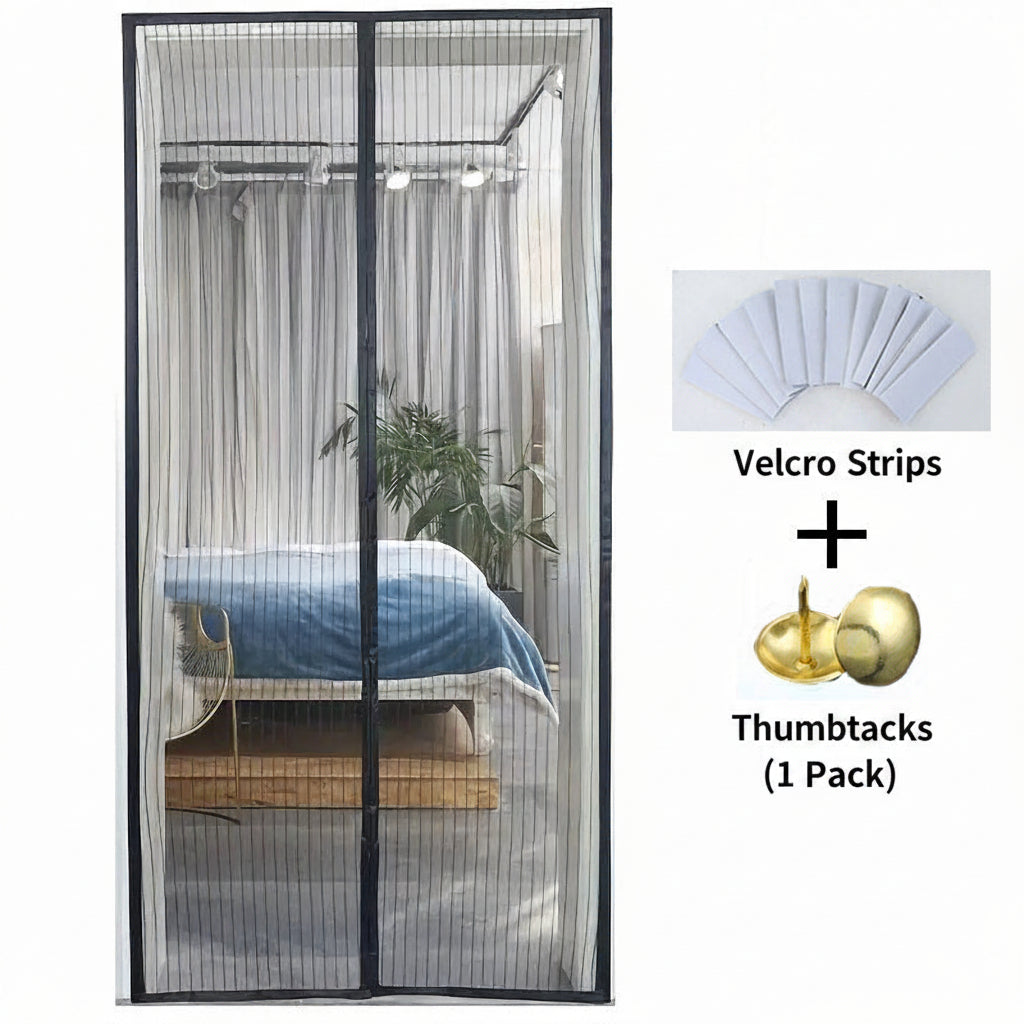 Magnetic Insect-Proof Door Curtain – Breathable Mesh Screen, Black & White, 90–120cm