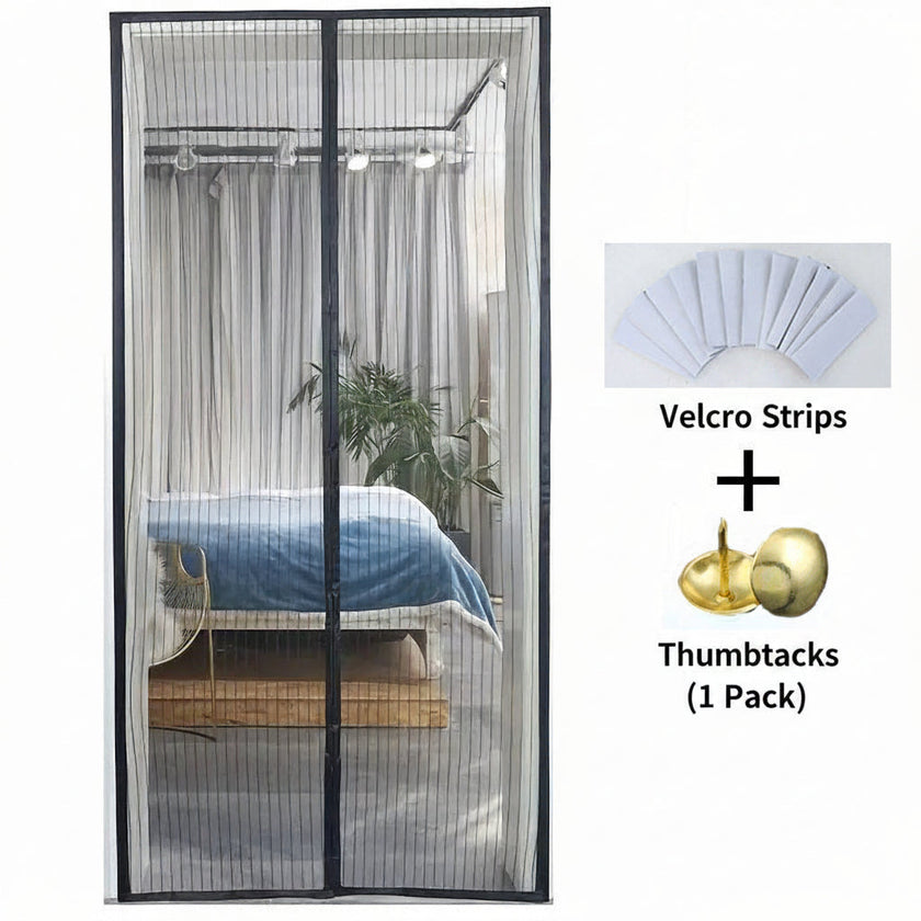 Magnetic Insect-Proof Door Curtain – Breathable Mesh Screen, Black & White, 90–120cm