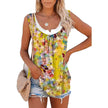 Casual Spring And Summer Tops Printed Sleeveless Pleating Vest T-shirt For Women