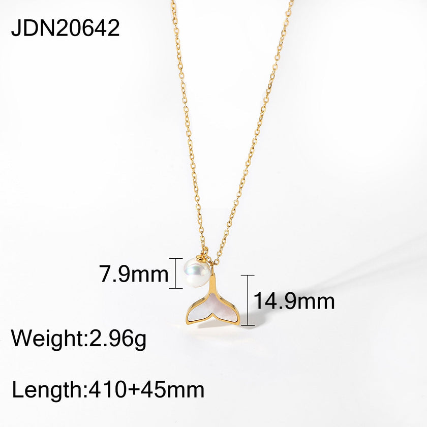 Stainless Steel Shell & Starfish Beach Necklace – Electroplated Clavicle Chain for Women (14 Styles)