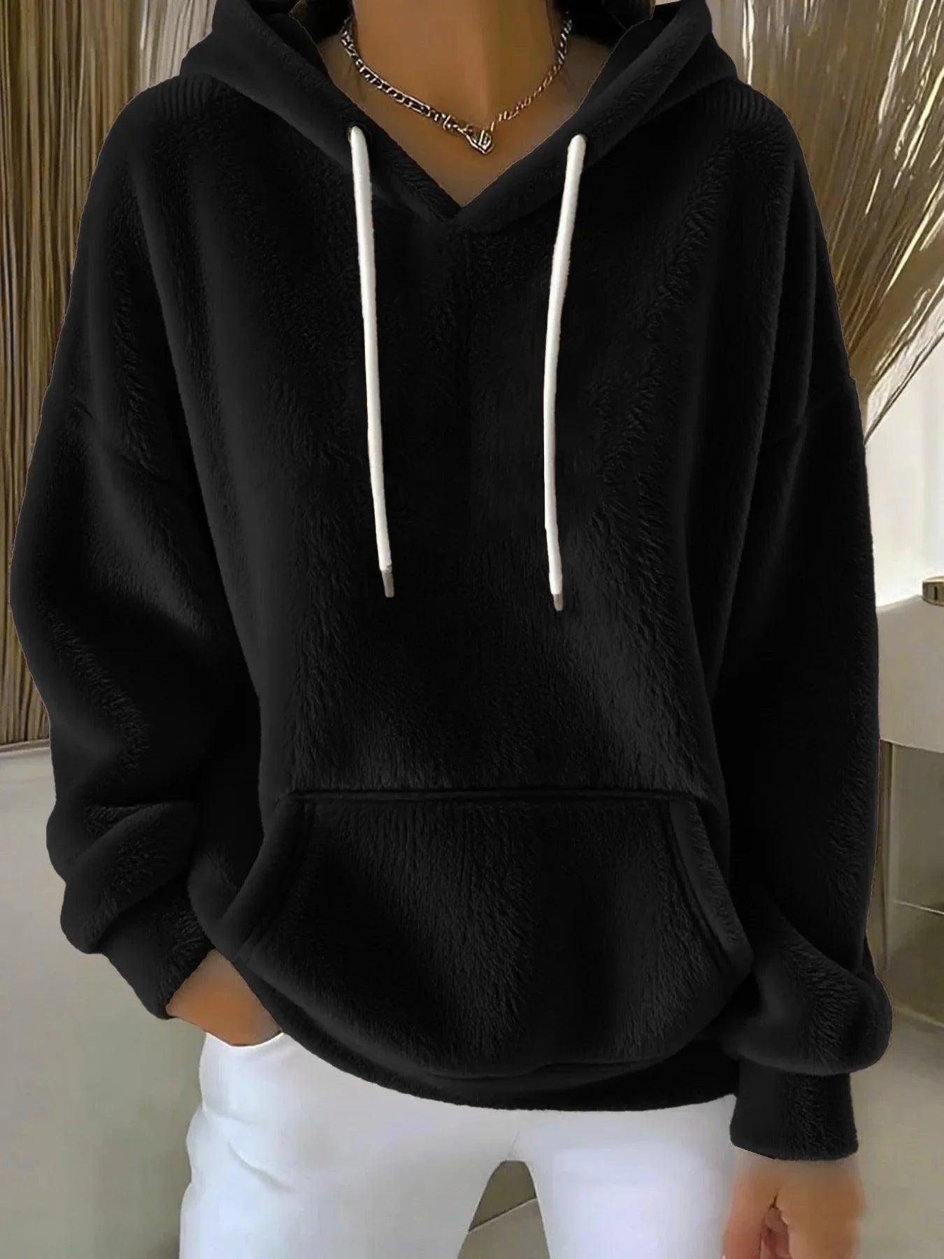 Womens Sweatshirt Elegant Commuting Style Pullover with Lace-Up Design