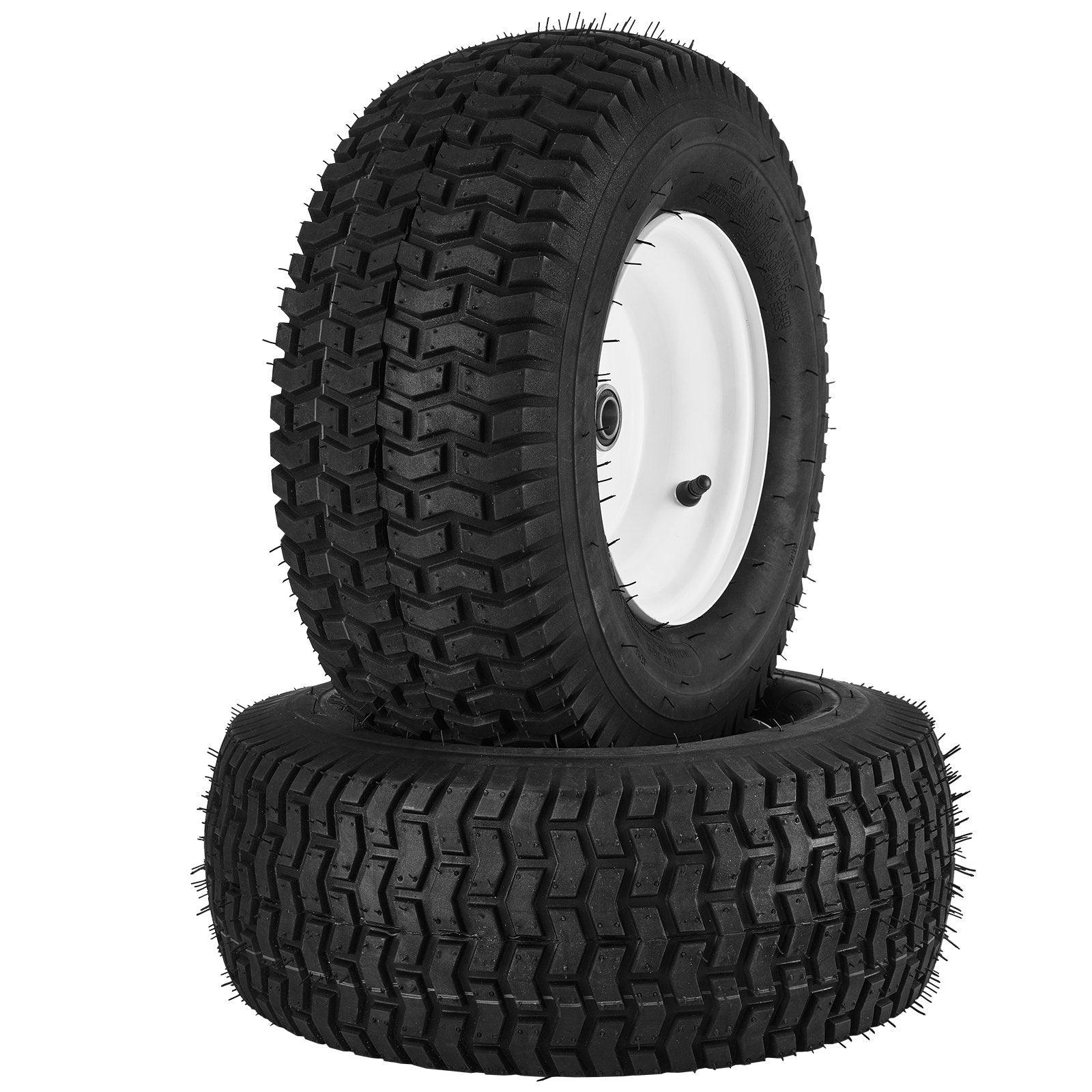 Lawn Mower Tires With Rim, 16x6.5-8' Tubeless Tractor Tires, 2-Pack Tire And Wheel Assembly, Turf Pneumatic Tires, 3' Offset Hub, 3/4' Bushing Size, 16 PCS Adapters For Riding Mower Lawn Tractor