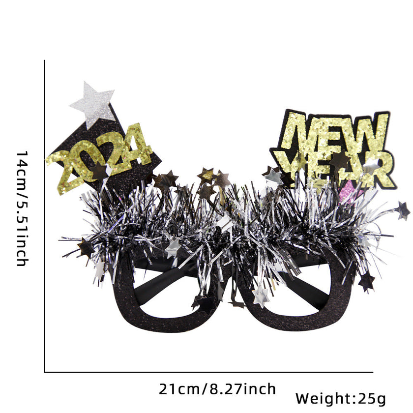 New Year Party Photo Prop Glasses Set – Funny NYE Novelty Glasses & Hats