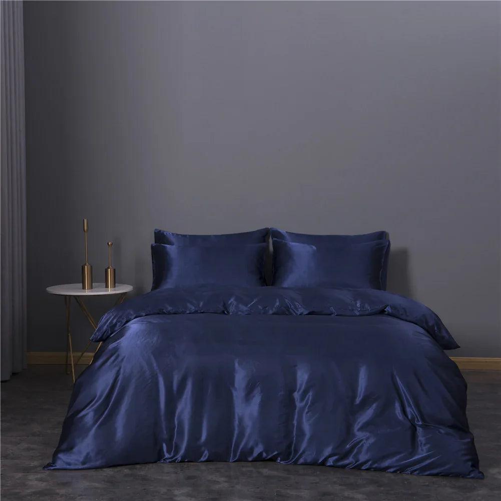 Solid Colour Sanding Washed Cotton Four-piece Duvet Cover Bed Set