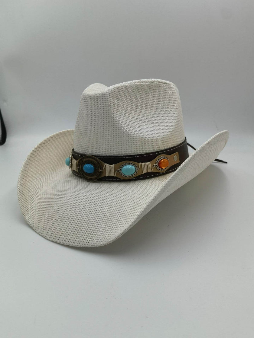 Summer Outdoor Ethnic Style Felt and Straw Cowboy Hat
