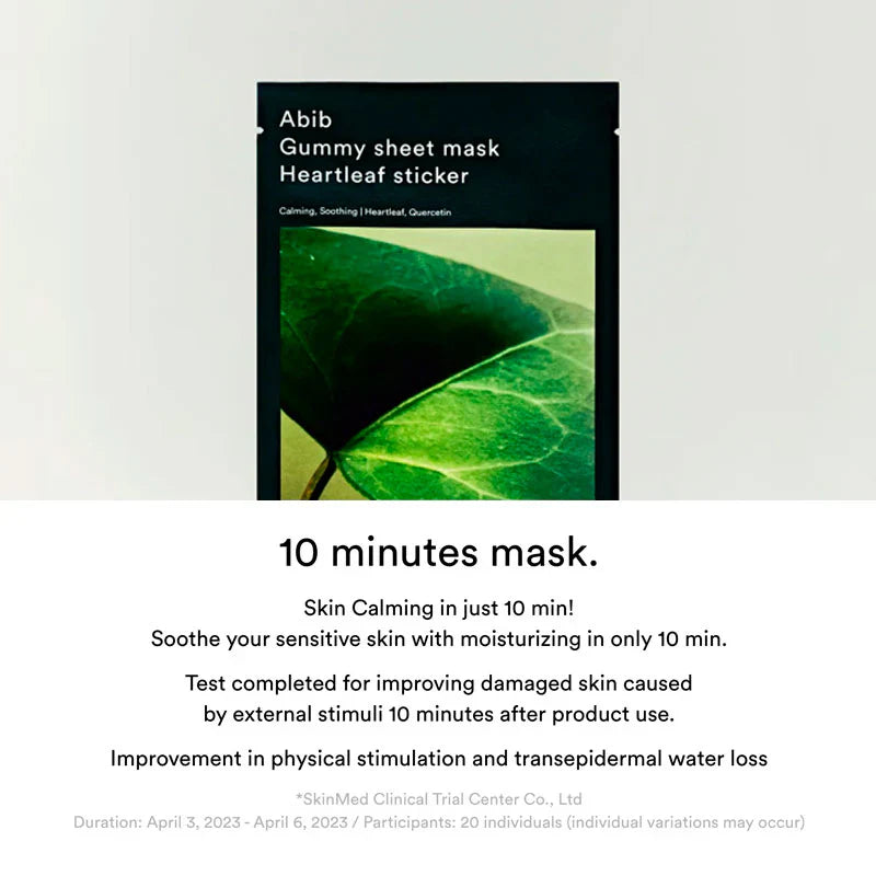 Abib Gummy Sheet Mask #Heartleaf Sticker 27ml - 1 BOX 10 PCS