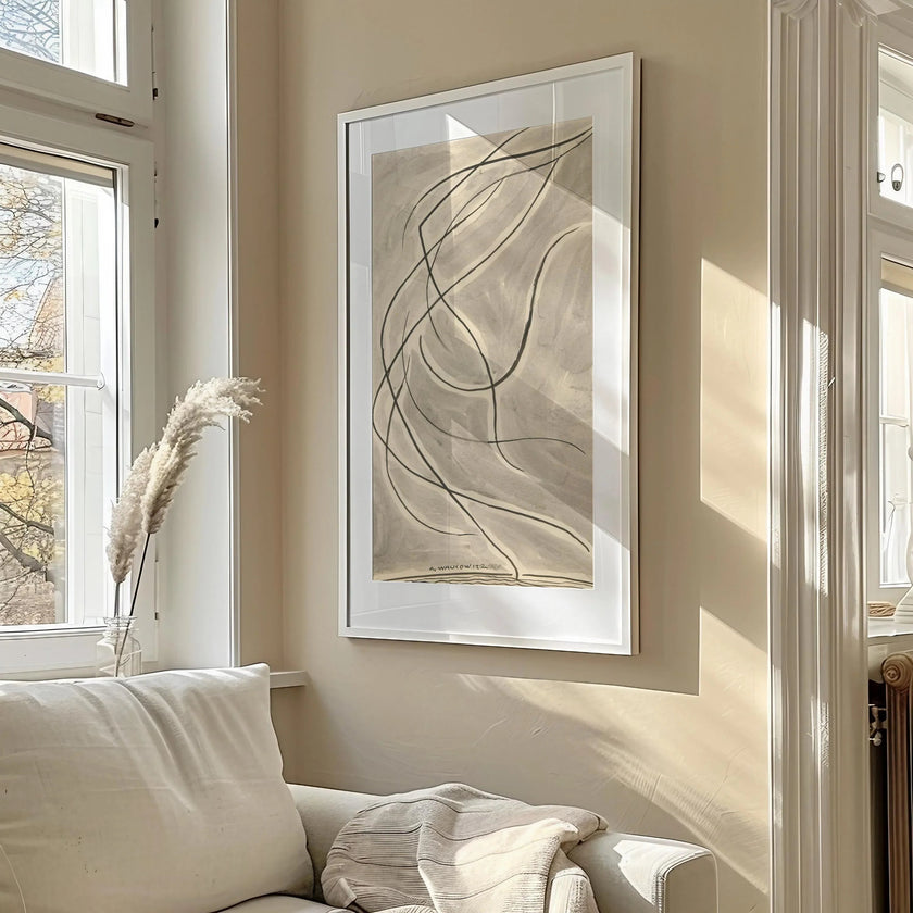 Abraham Walkowitz Dance Abstraction Art Print: Beige Modernist Line Art