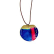 Abstract Circle Pendant Necklace | Blue, Pink & Gold Polymer Clay