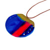 Abstract Circle Pendant Necklace | Blue, Pink & Gold Polymer Clay