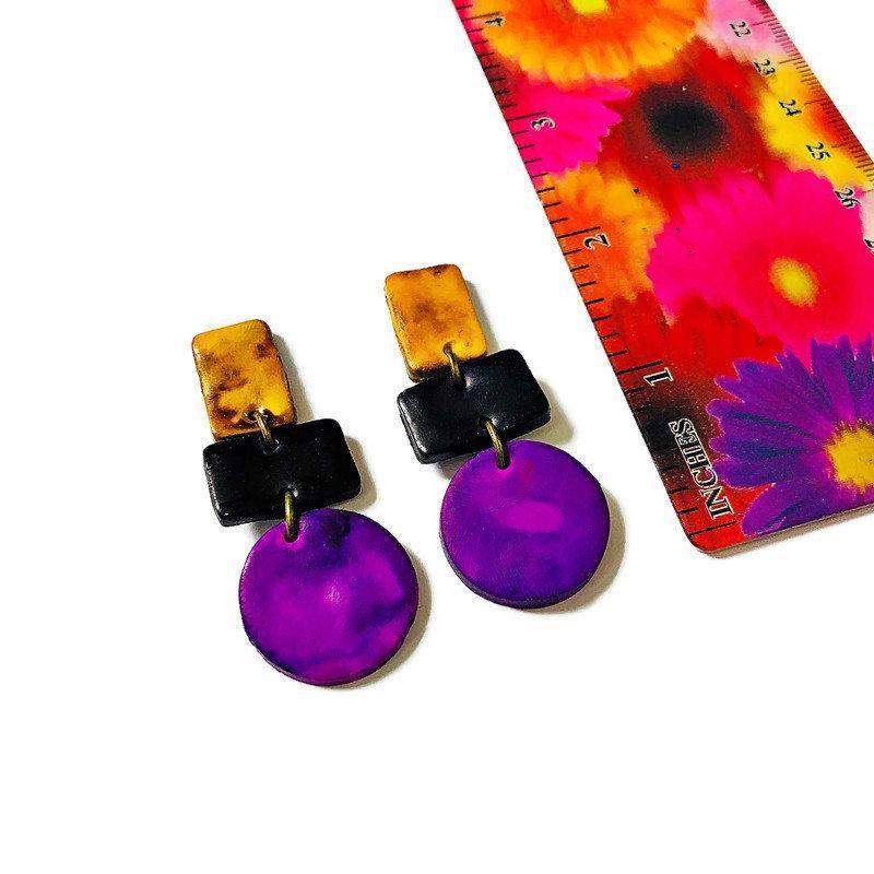Abstract Geometric Jewelry Set, Statement Necklace & Earrings, Post or Clip On