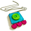 Abstract Neon Statement Necklace & Earrings Set, Handmade Polymer Clay