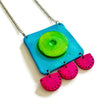 Abstract Neon Statement Necklace & Earrings Set, Handmade Polymer Clay