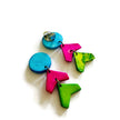 Abstract Neon Statement Necklace & Earrings Set, Handmade Polymer Clay