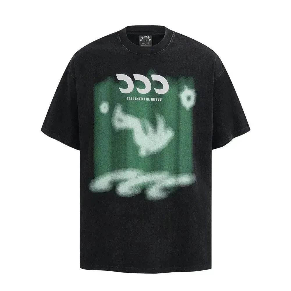 Abstract Pattern Printing Wash Short Sleeve