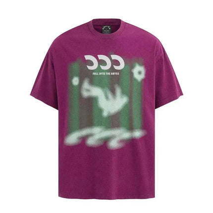 Abstract Pattern Printing Wash Short Sleeve