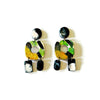 Abstract Statement Earrings in Fluid Art Style