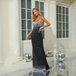 Fashion Bead Tube Top Bandage One-piece Dress Elegant Graceful Dinner Party