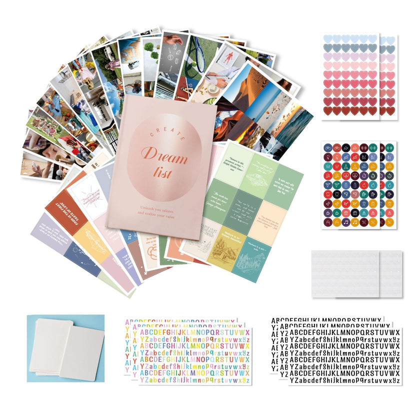 Vision Board Dream List Book Kit – Inspirational Sticker & Photo Card Set