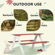 Kids Picnic Table Set, Wooden Table & Bench Set, Kids Patio Furniture Outdoor Toys For Garden, Backyard, Aged 3-8 Years Old, Brown