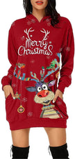 Women's Long-sleeved Christmas Hoodie Sweatshirt Dress Winter