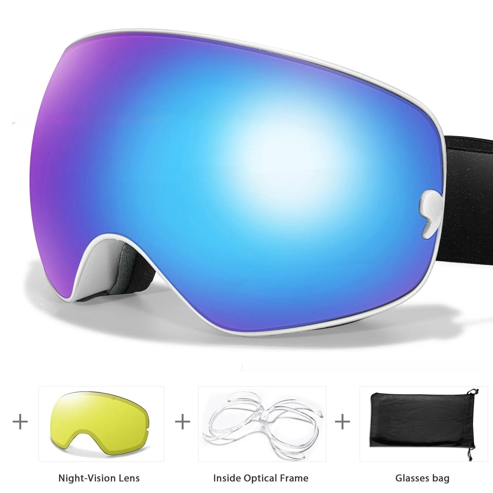 Men's And Women's Anti-fog Card Myopia Glasses Coated Large Spherical Eye Protection Ski Mountaineering Equipment
