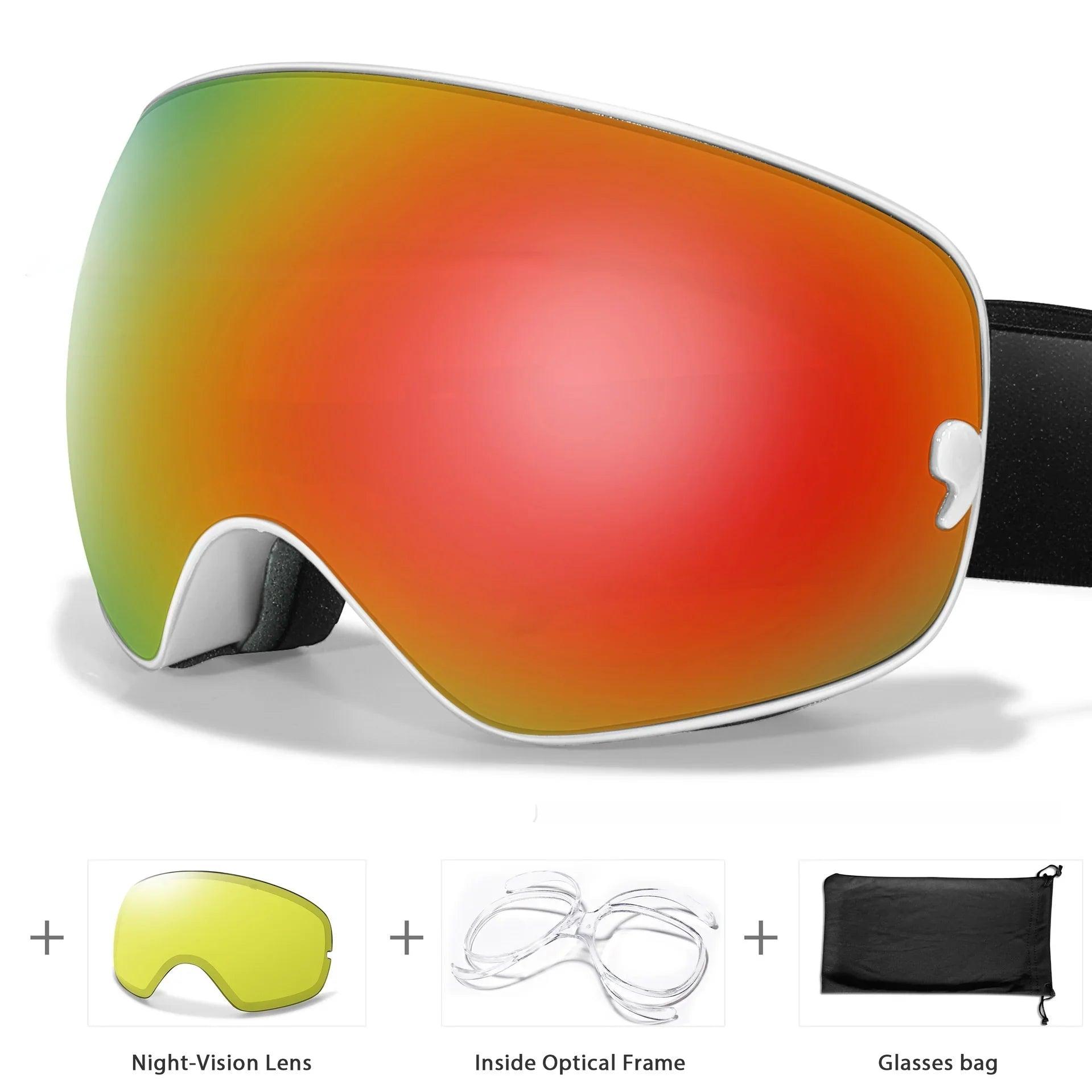 Men's And Women's Anti-fog Card Myopia Glasses Coated Large Spherical Eye Protection Ski Mountaineering Equipment