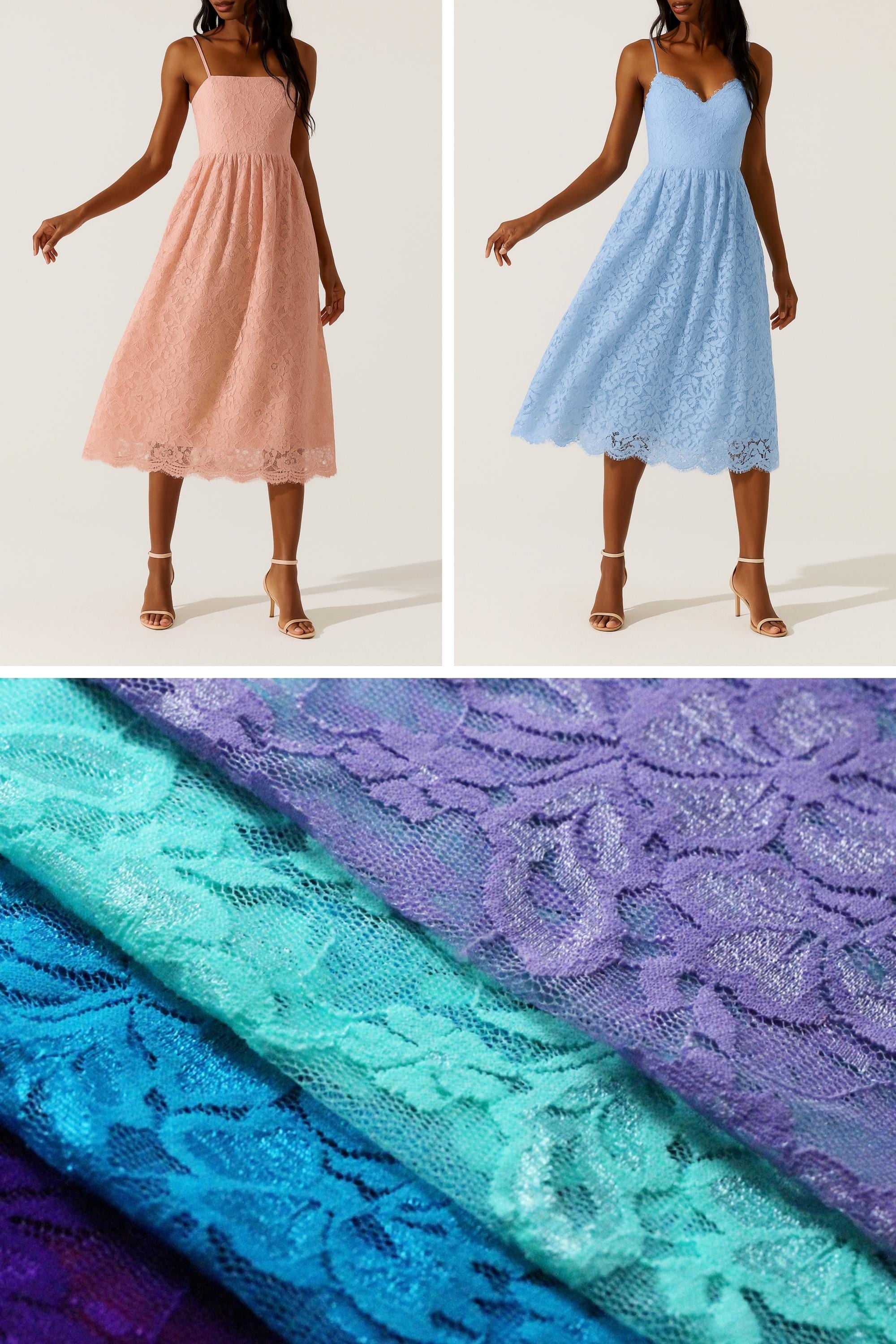 Floral Cotton Blend Lace Fabric: 54