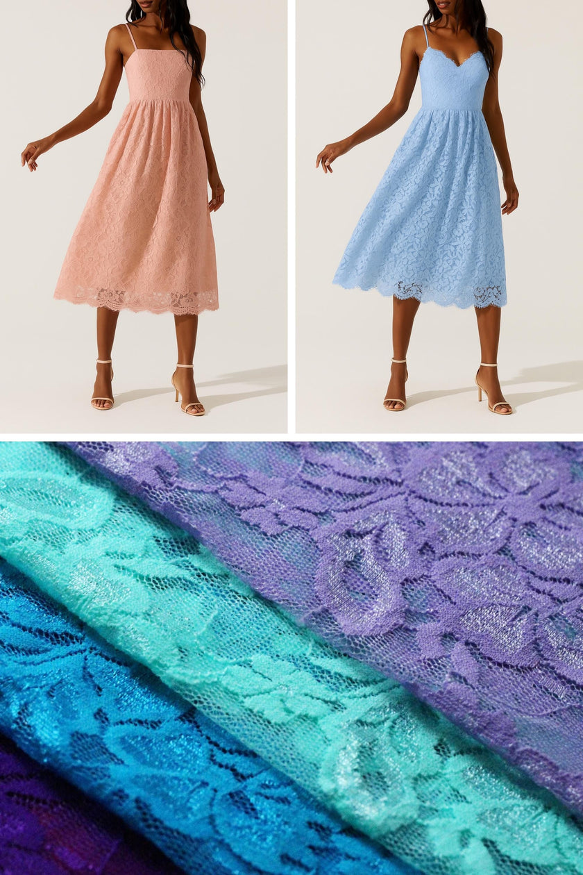 Floral Cotton Blend Lace Fabric: 54