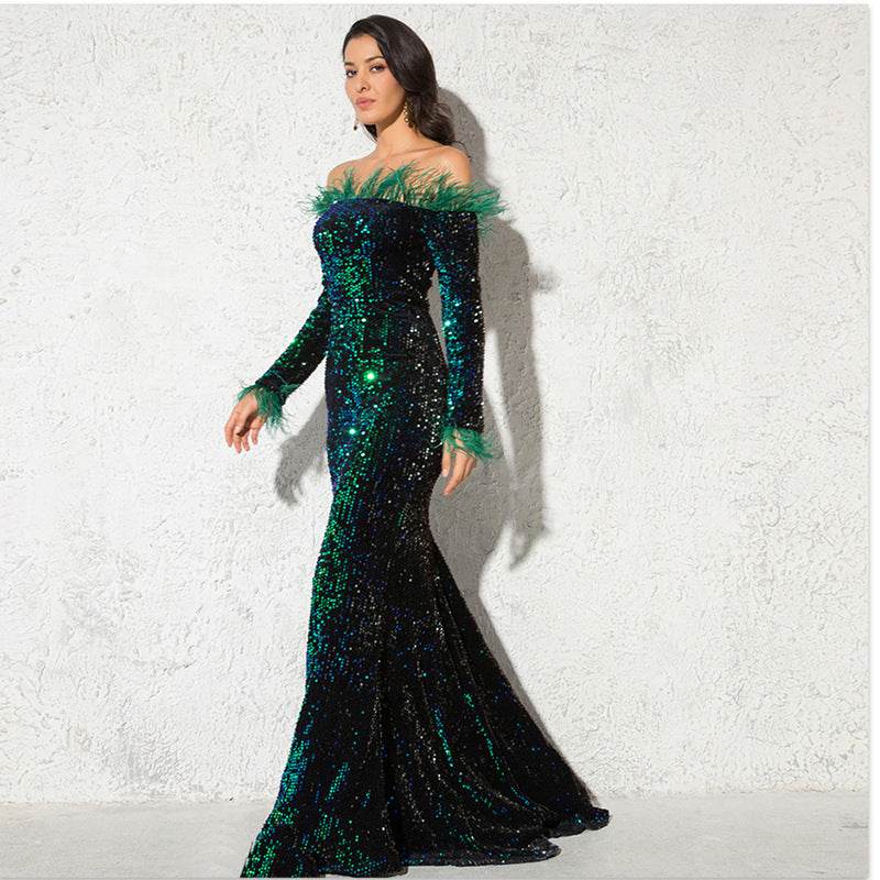 Off shoulder sequins Mermaid Formal Party dress